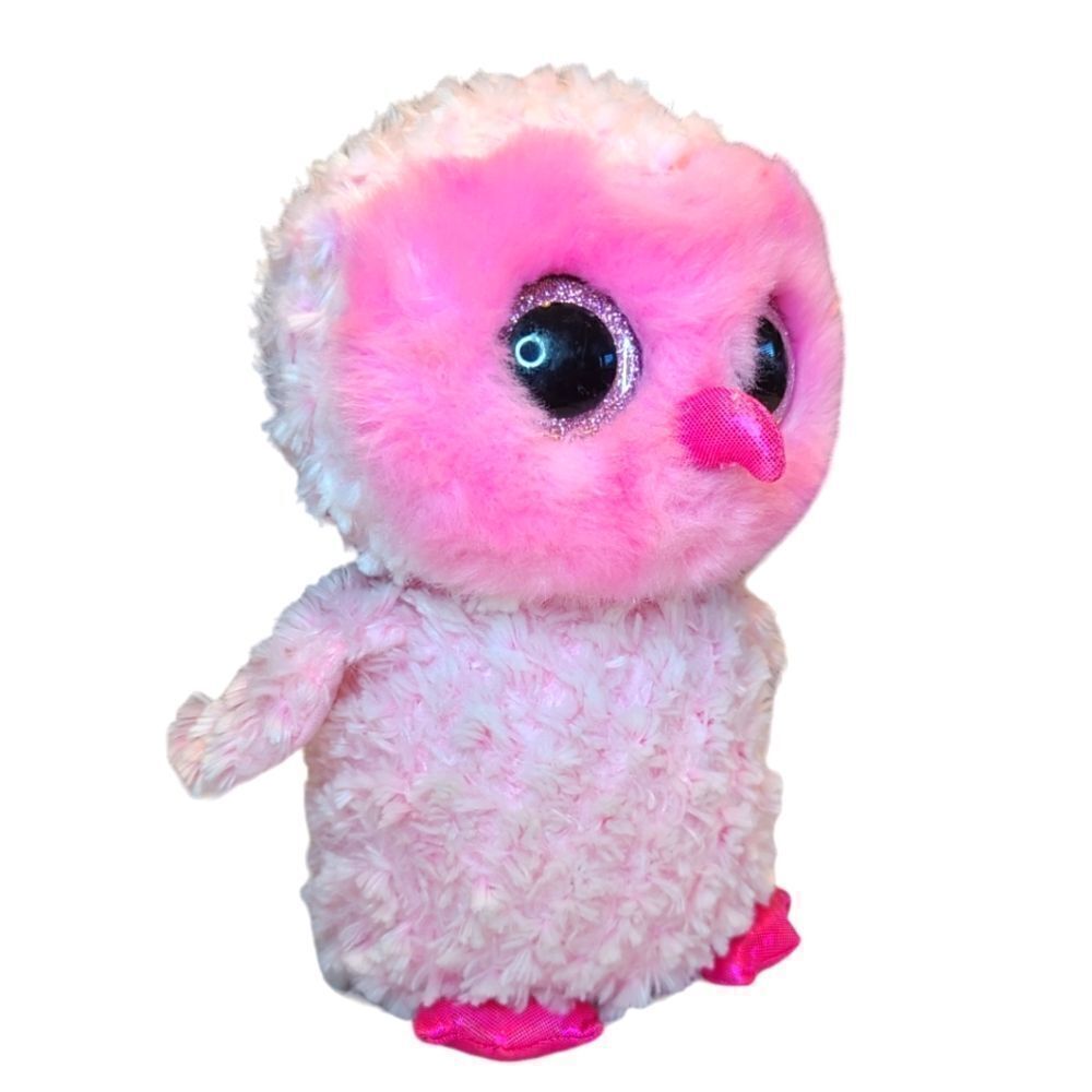 Ty Beanie Boos Twiggy the Owl, 9 inches tall, pink